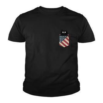 Black Cat In The Pocket Ready For A Hugging 4Th Of July Youth T-shirt - Monsterry DE