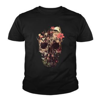 Bloom Skull Flower Youth T-shirt - Thegiftio UK