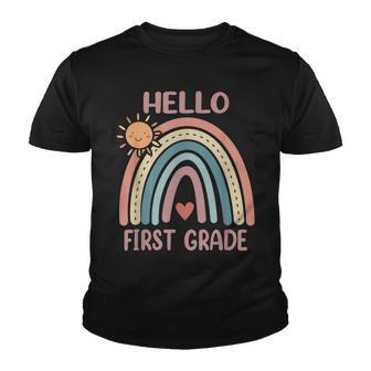 Boho Rainbow Heart For Teachers Women Hello First Grade Youth T-shirt - Thegiftio UK