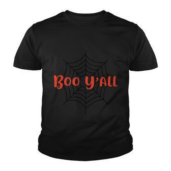 Boo Yall Spiderweb Halloween Quote Youth T-shirt - Monsterry CA