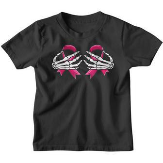 Boob Skeleton Hand On Breast Cancer Ribbon Halloween Womens V3 Youth T-shirt - Thegiftio UK