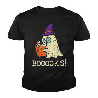 Books Ghost Boo Funny Reading Halloween Teacher Librarian Youth T-shirt - Seseable