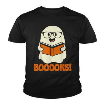 Booooks Ghost Boo Read Books Library Teacher Halloween Cute V4 Youth T-shirt - Thegiftio UK