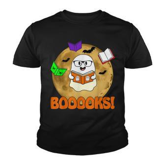 Booooks Ghost Boo Read Books Library Teacher Halloween Cute V6 Youth T-shirt - Thegiftio