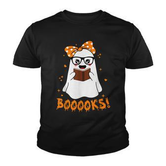 Booooks Ghost Funny Boo Read Books Lover Library Halloween Youth T-shirt - Thegiftio UK