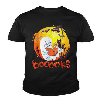 Booooks Ghost Funny Halloween Teacher Book Library Reading Youth T-shirt - Thegiftio UK