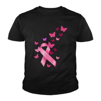 Breast Cancer Awareness Butterflies Logo Youth T-shirt - Monsterry