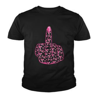 Breast Cancer Awareness Fck Breast Cancer Finger Youth T-shirt - Monsterry