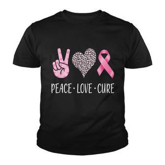 Breast Cancer Awareness Peace Love Cure Tshirt Youth T-shirt - Monsterry