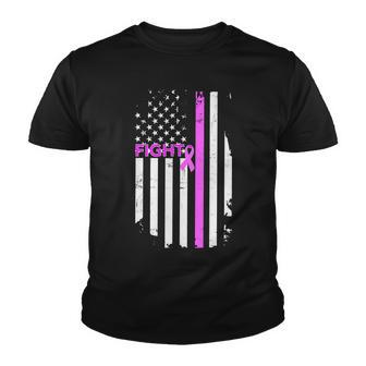 Breast Cancer Fight Ribbon Flag Tshirt Youth T-shirt - Monsterry AU