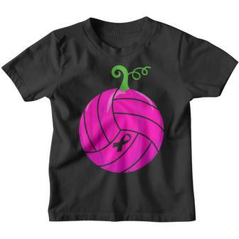 Breast Cancer Pink Volleyball Awareness Pumpkin Halloween V2 Youth T-shirt - Thegiftio UK