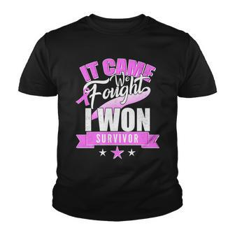 Breast Cancer Survivor It Came We Fought I Won Tshirt Youth T-shirt - Monsterry
