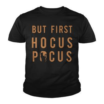 But First Hocus Pocus Black Cat Cutout Youth T-shirt - Thegiftio UK