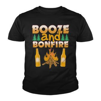 Camping Drunk Alcohol Beer Booze & Bonfire Funny Youth T-shirt - Thegiftio UK