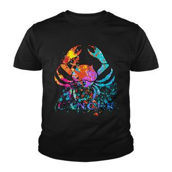 Cancer Zodiac Sign Crab Colorful Youth T-shirt - Monsterry DE