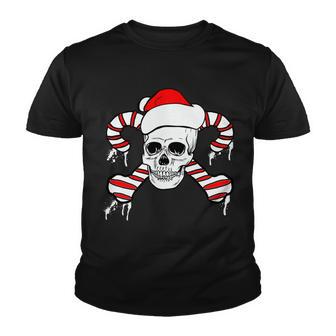 Candy Cane Skull Tshirt Youth T-shirt - Monsterry