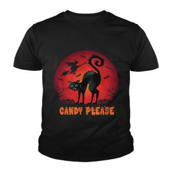 Candy Please Cat Halloween Quote Youth T-shirt - Monsterry