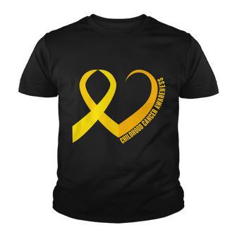 Childhood Cancer Awareness Yellow Ribbon Heart Youth T-shirt - Monsterry