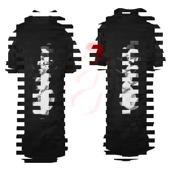 Christmas Baseball Snowman Tshirt Youth T-shirt - Monsterry