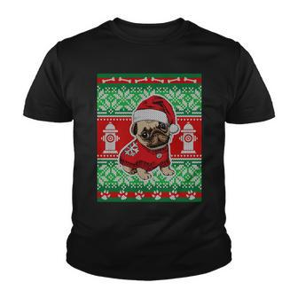 Christmas Cute Pug Ugly Sweater Youth T-shirt - Monsterry