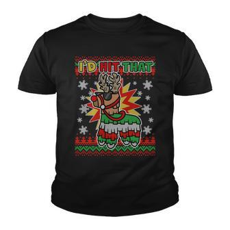 Christmas Id Hit That Llama Pinata Ugly Sweater Youth T-shirt - Monsterry