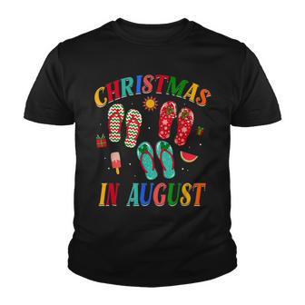 Christmas In August Flip Flops Family Summer Vacation 2022 Youth T-shirt - Thegiftio UK
