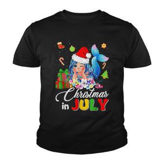 Christmas In July Cute Mermaid Santa Hat Summer Beach Youth T-shirt - Thegiftio UK