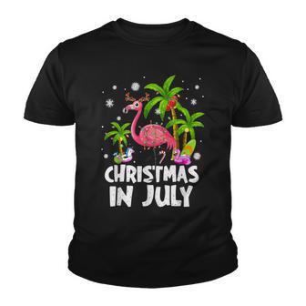 Christmas In July Flamingo Palm Tree Beach Summer Vacation Youth T-shirt - Thegiftio UK
