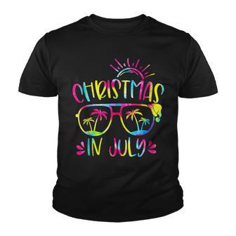 Christmas In July Hawaiian Summer Vacation 2022 Tie Dye Youth T-shirt - Thegiftio UK
