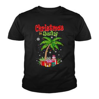 Christmas In July Palm Tree Xmas Tree Beach Summer Vacation Youth T-shirt - Thegiftio UK