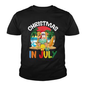 Christmas In July Santa Beach Chair Cocktail Drink Summer Youth T-shirt - Thegiftio UK