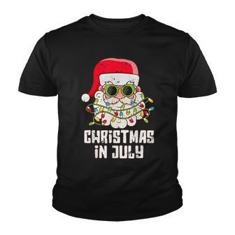 Christmas In July Santa Hat Sunglasses Beach Summer Youth T-shirt - Thegiftio UK