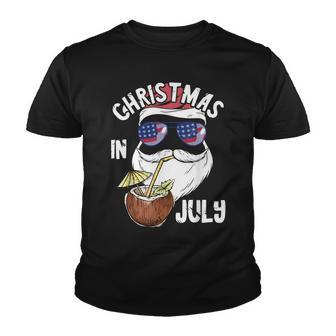 Christmas In July Summer Santa Hawaiin Coconut Drink Youth T-shirt - Thegiftio UK