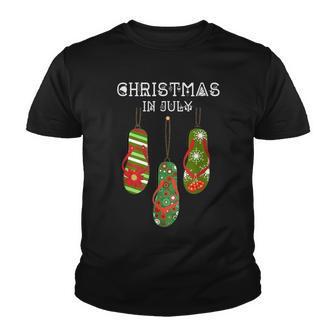 Christmas In July Ugly Christmas Summer Flip Flops Youth T-shirt - Thegiftio UK