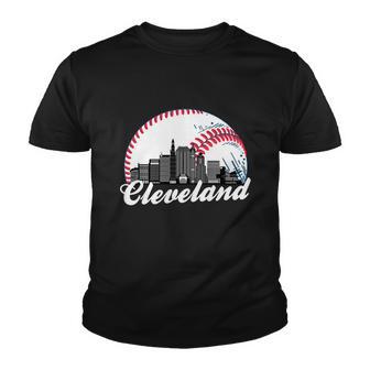 Cleveland Baseball Skyline Retro V2 Youth T-shirt - Thegiftio UK