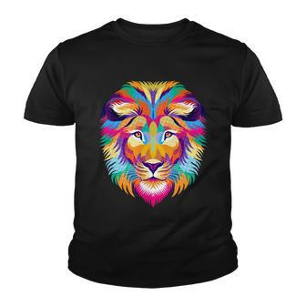Colorful Abstract Lion Youth T-shirt - Monsterry