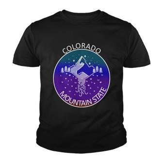 Colorful Colorado Mountain State Logo Youth T-shirt - Monsterry UK