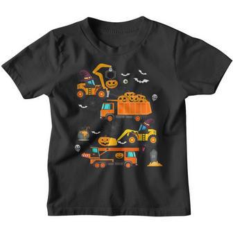 Construction Vehicle Halloween Crane Truck Pumpkin Boys Kids V4 Youth T-shirt - Thegiftio UK