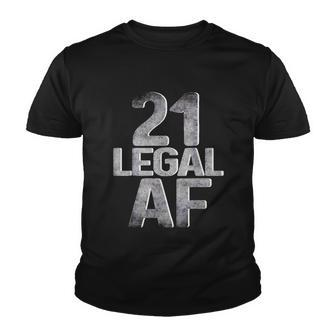 Cool 21St Birthday Gift For Him Her Legal Af 21 Years Old Tshirt Youth T-shirt - Monsterry