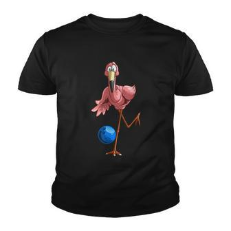 Cool Bowling Flamingo Youth T-shirt - Monsterry