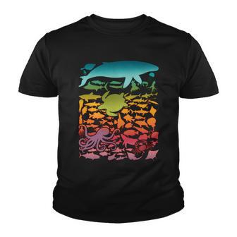 Cool Rainbow Ocean Sea Life Youth T-shirt - Thegiftio UK