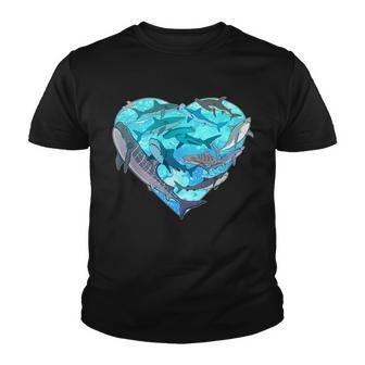 Cool Shark Love Heart Youth T-shirt - Monsterry