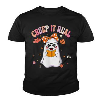 Creep It Real Ghost Kids Boys Girls Halloween Costume Youth T-shirt - Thegiftio UK