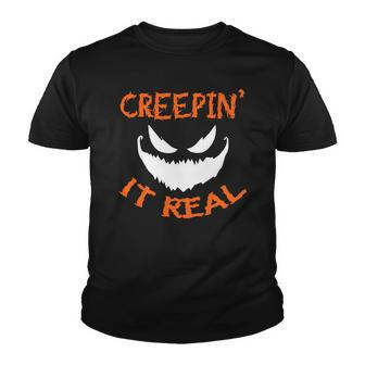 Creepin It Real Scary Face Halloween Youth T-shirt - Seseable