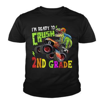 Crush 2Nd Grade Dinosaur Monster Truck Back To School Boys V2 Youth T-shirt - Thegiftio UK