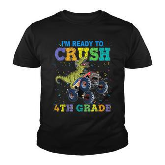 Crush 4Th Grade Dinosaur Monster Truck Back To School Boys Youth T-shirt - Seseable