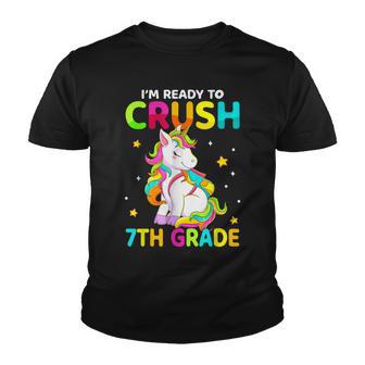 Crush 7Th Grade Dabbing Unicorn Back To School Girls Gift Youth T-shirt - Thegiftio UK