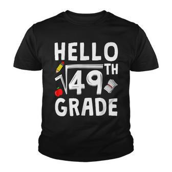Cute Back To School Hello 7Th Grade Math Square Root Of 49 Youth T-shirt - Thegiftio UK