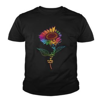 Cute Colorful Be Kind Rainbow Sunflower Puzzle Pieces Youth T-shirt - Thegiftio UK