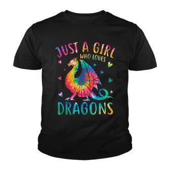 Cute Just A Girl Who Loves Dragons Tie Dye Women And Girls V2 Youth T-shirt - Thegiftio UK